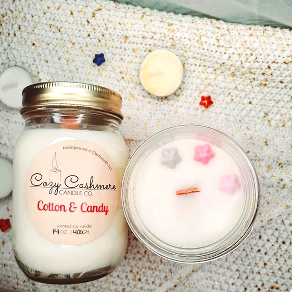 14oz Cotton & Candy Soy Hand Poured Wood Wick Candle - Picture 6 of 13